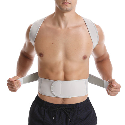 AXEN PostureAlign™ back posture corrector worn over shoulders for improved spinal alignment and posture support.