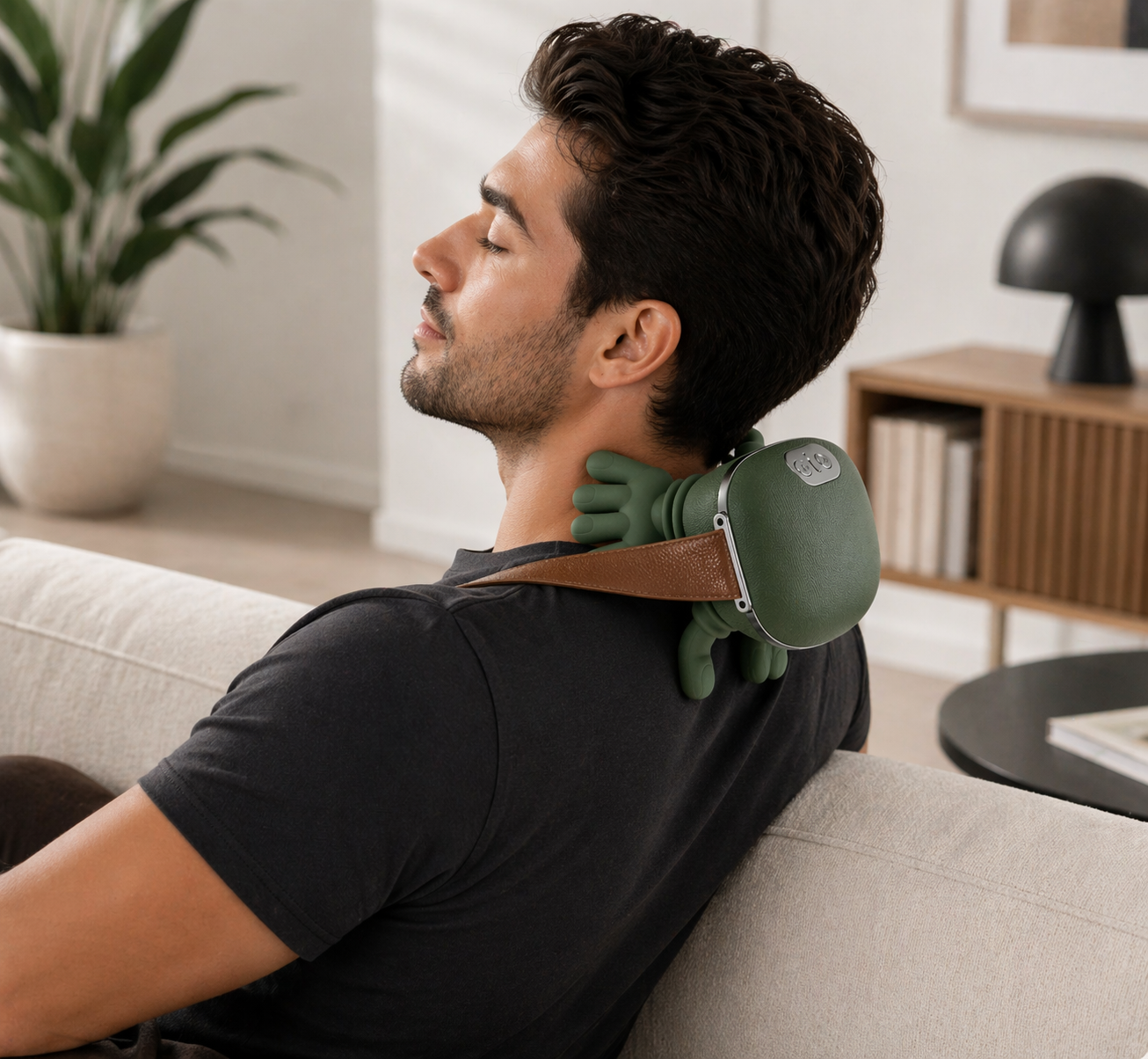 AXEN NeckRelief™ electric neck massager for pain and tension relief, shown with ergonomic design and adjustable straps